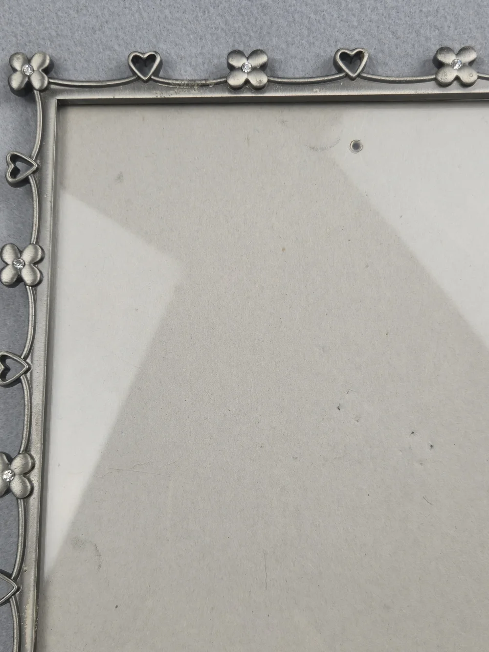 Vintage Elsa Pewter Floral Heart Frame 8x10 Cottagecore Decor